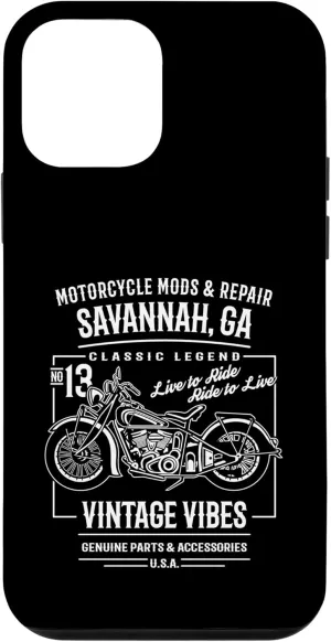 Savannah GA USA Vintage Style Motorcycle Design Case for iPhone 12 mini
