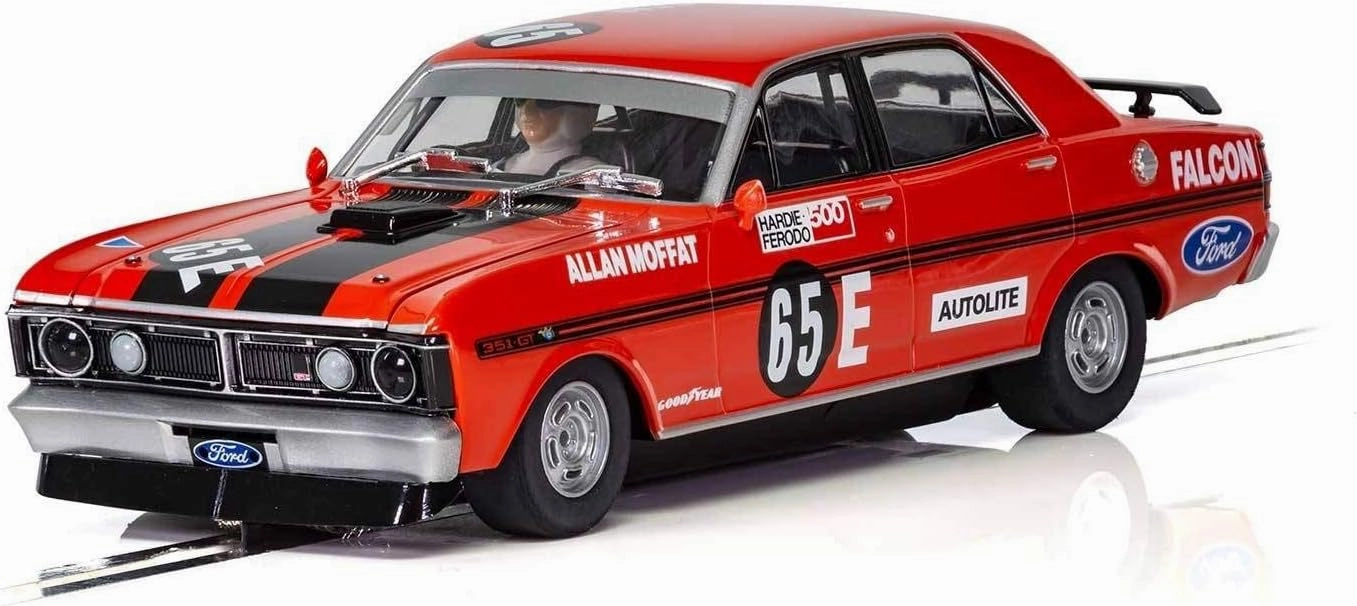 Scalextric Ford XY Falcon Bathurst 500 1971 1:32 Slot Race Car C3928, Red & Black
