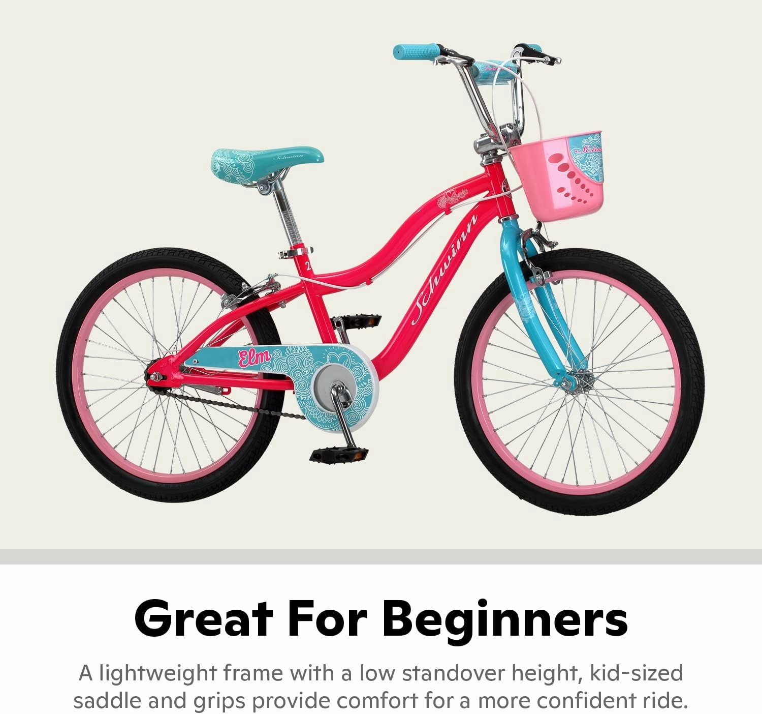 Schwinn Koen & Elm Big Kids Bike, 20-Inch Wheels, Kickstand Included, Basket or Number Plate, Ages 7-13 Years Old, Rider Height 48-60-Inches