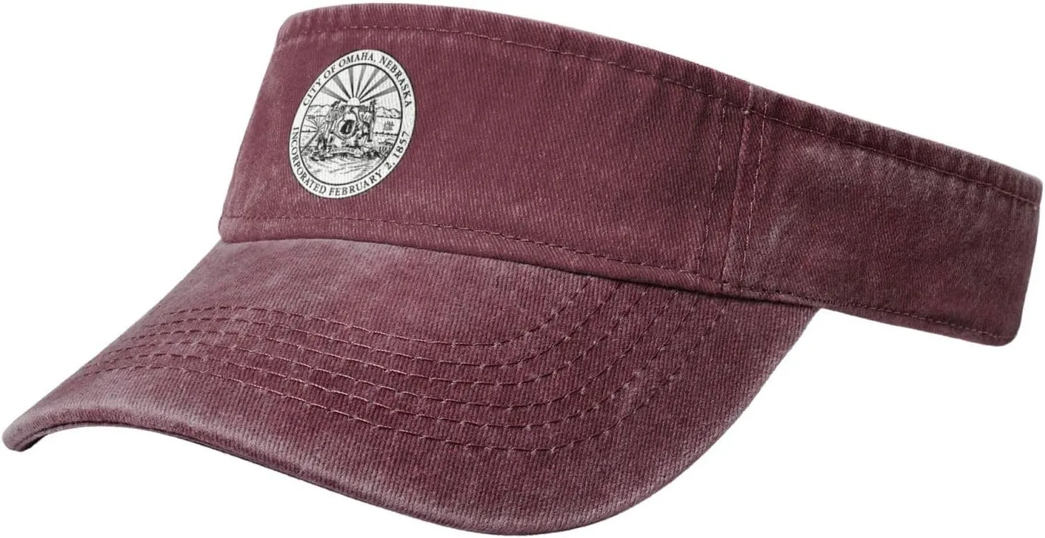 Seal of Omaha, Nebraska Sun Visor Hats Adjustable Baseball Cap for Women Men Sun Hat Golf Caps