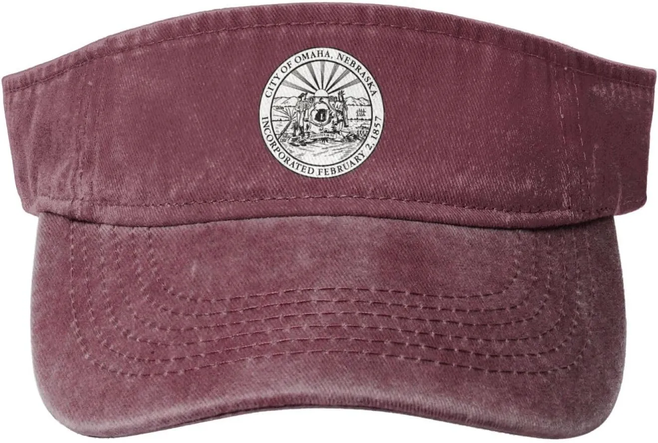 Seal of Omaha, Nebraska Sun Visor Hats Adjustable Baseball Cap for Women Men Sun Hat Golf Caps