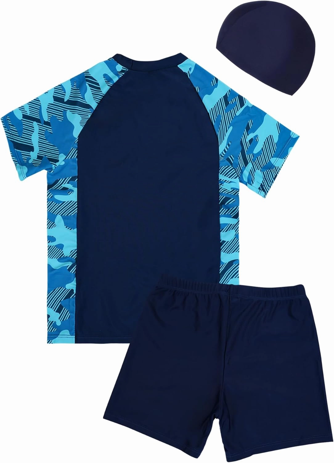 SEAUR Boy Two Piece Rash Guard Short Sleeve Swimsuits and Swim Trunks UPF 50  Sun Protection Bathing Suit with Hat