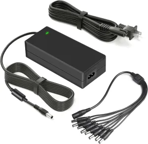 Security Camera Power Supply, CCTV Camera Power Adapter, 12V 5A Power Supply for Lorex, Samsung, Q-See, Night Owl, Swann, Annke Cameras and CCTV DVR Surveillance System, with 8-Way Splitter Cable