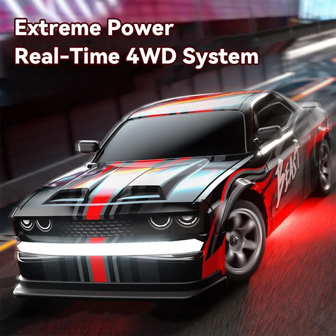 SG218PRO 1/16 RC Drift Car Mini, 2.4G Full-Proportional Remote Control Sports Car with LED Lights, 25KM/H Electric 4WD RC Racing Cars Model, 2 Batteries Toy Gift -RTR