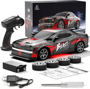 SG218PRO 1/16 RC Drift Car Mini, 2.4G Full-Proportional Remote Control Sports Car with LED Lights, 25KM/H Electric 4WD RC Racing Cars Model, 2 Batteries Toy Gift -RTR