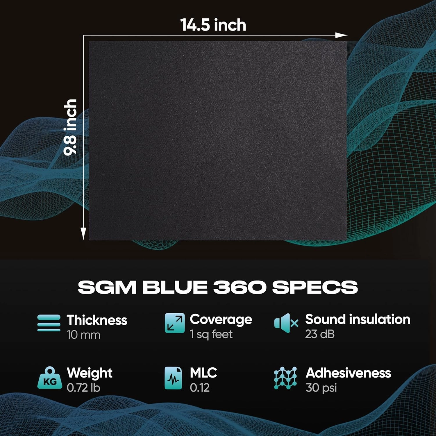 SGM Blue 360 mil (10mm) 10 sqft Car Sound Insulation - Heat and Cool Liner - Self Adhesive Closed Cell Foam Deadening Material - PE Foam Sound Deadener