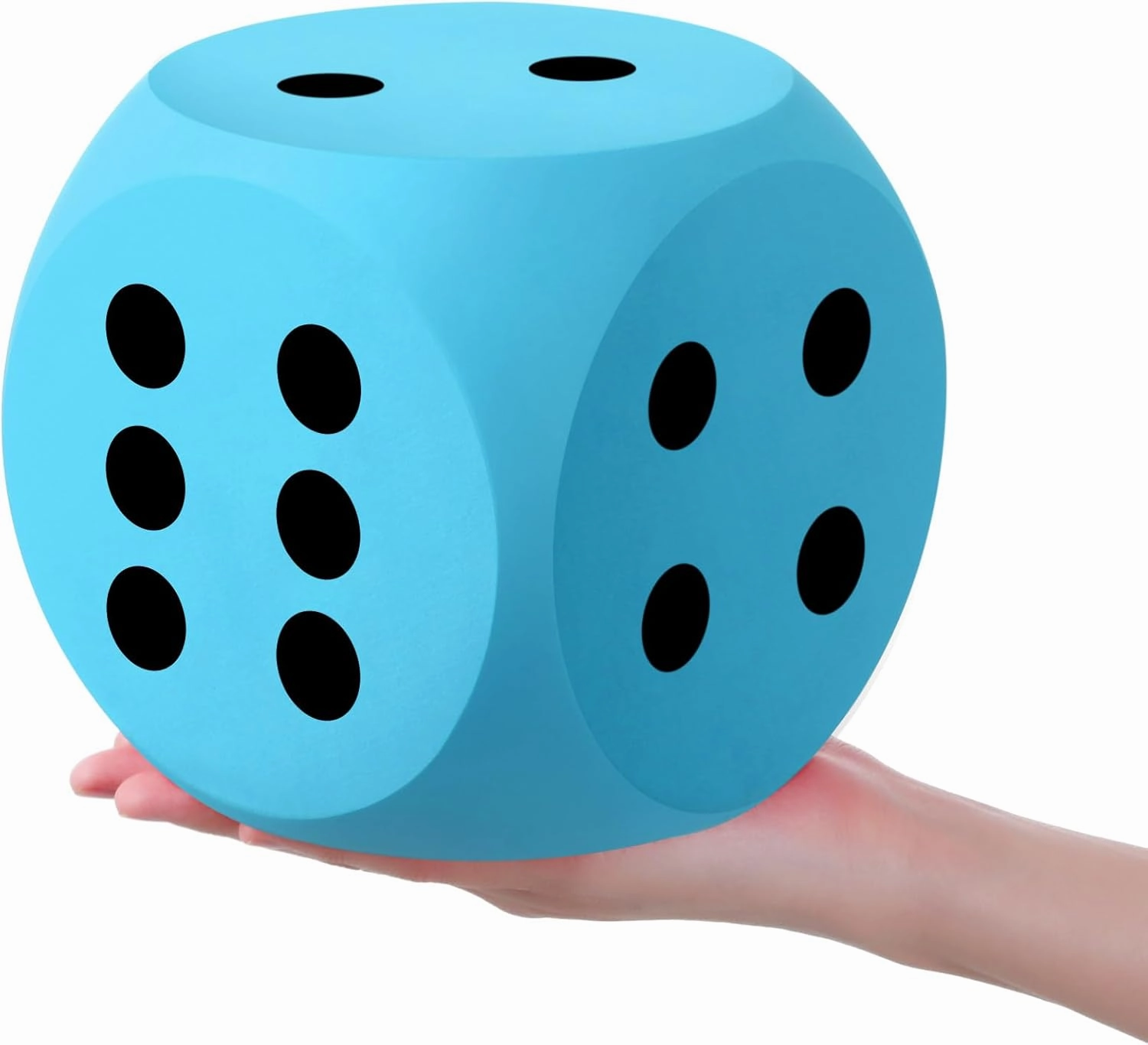 Shappy 6 Inches Foam Dice Fun Filled Large Educational Toy Kawaii Giant Dice Decorative Eva Foam Jumbo Cube Big Square Building Blocks for Game Nights Learning Sessions(Sky Blue,1 Pc)