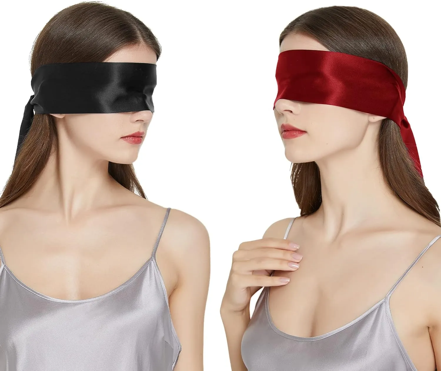 Silk Blindfold Sexy, 60" Silky Multiple Uses Ribbon, Solid Color Hair Tie for Women Fashion Silk Belt Sash Necktie