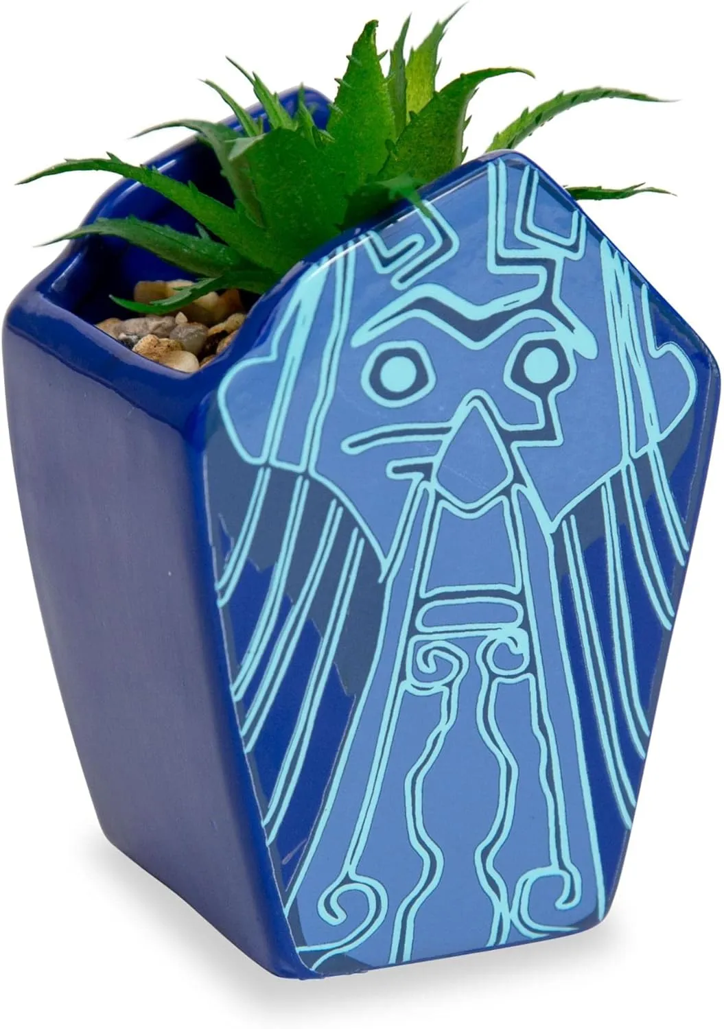 Silver Buffalo Disney Atlantis: The Lost Empire Stone Face 4-Inch Ceramic Mini Planter with Artificial Succulent | Cute Small Flower Pot, Faux Indoor Plants