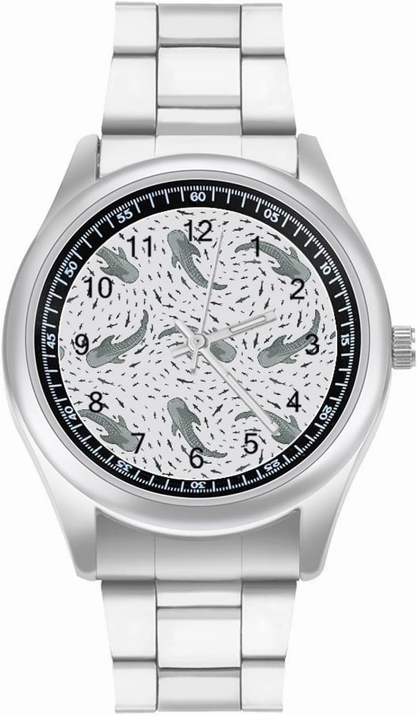 Simple Sharks Casual Wrist Watches for Men Classic Business Dress Watch Big Face for Work Gym