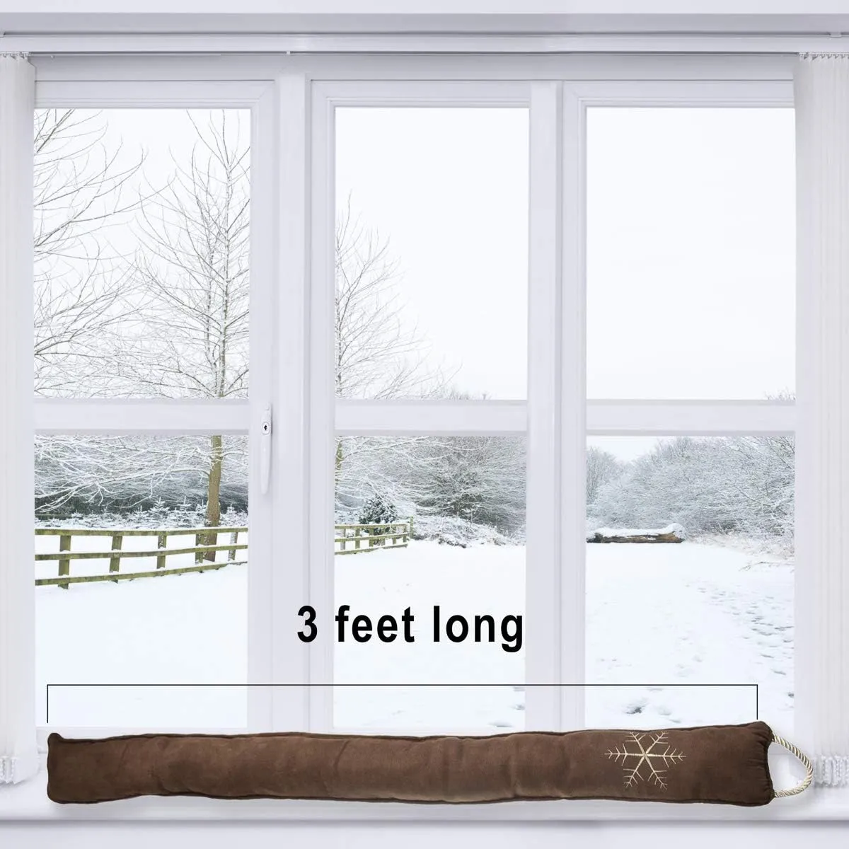 Simply Genius Cold Weather Under Door Draft Stopper, 36-Inch Door Snake Draft Stopper, Wind Blocker for Door Bottom and Window Sill, Ideal for All-Season, Winter or Cold Weather (Brown)