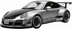Simulation Car Model 1：18 for Porsche RWB ABU 2024 Silver Resin Car Model Static Ornament Souvenir Collection Mini Vehicles Toys