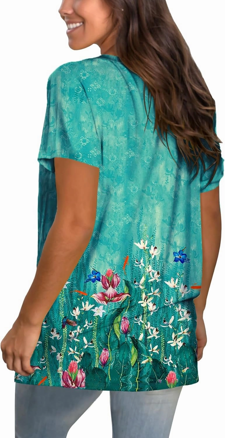 Sipaya Womens T Shirts Basic V Neck Tee Loose Fitting Casual Short Sleeve Tops