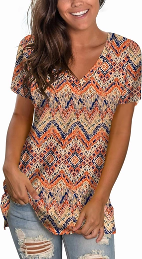 Sipaya Womens T Shirts Basic V Neck Tee Loose Fitting Casual Short Sleeve Tops