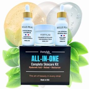 Skincare Set – Hyaluronic Acid Serum, Retinol Serum & Ceramide Collagen Moisturizer – Anti-Aging, Hydrating & Repairing Facial Kit for All Skin Types