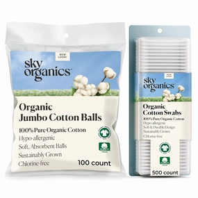 Sky Organics - Cotton Swabs 500 & Cotton Balls 100