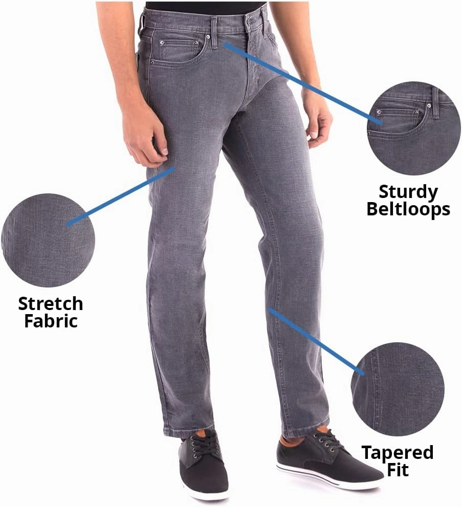 Slim Fit Mens Jeans – Stretch Fabric Tapered Pants for Men – Premium Comfort Casual Wear and Work Attire