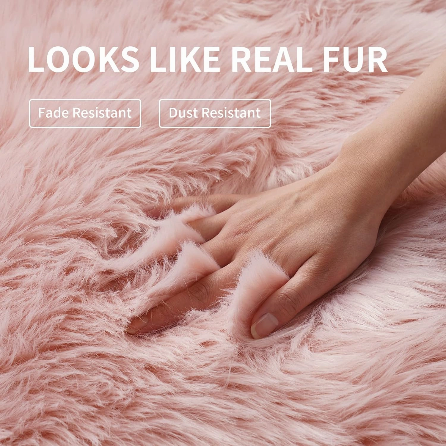 Small Faux Fur Rug, 2x4 ft Ultra Soft Sheepskin Rug Chair Sofa Cover Seat Pad, Pink Fluffy Shag Rug for Bedroom Nursery Kids Room, Luxury Shaggy Rug Fuzzy Plush Floor Carpets, Cute Dorm Home Decor