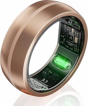 Smart Ring Fitness Tracker, No App Subscription, Sleep Tracker for Men Women, 7-Day Battery Life Health Tracker Heart Rate Monitor, 5ATM Waterproof Compatible with iOS & Android(Rose Gold, Size 11)