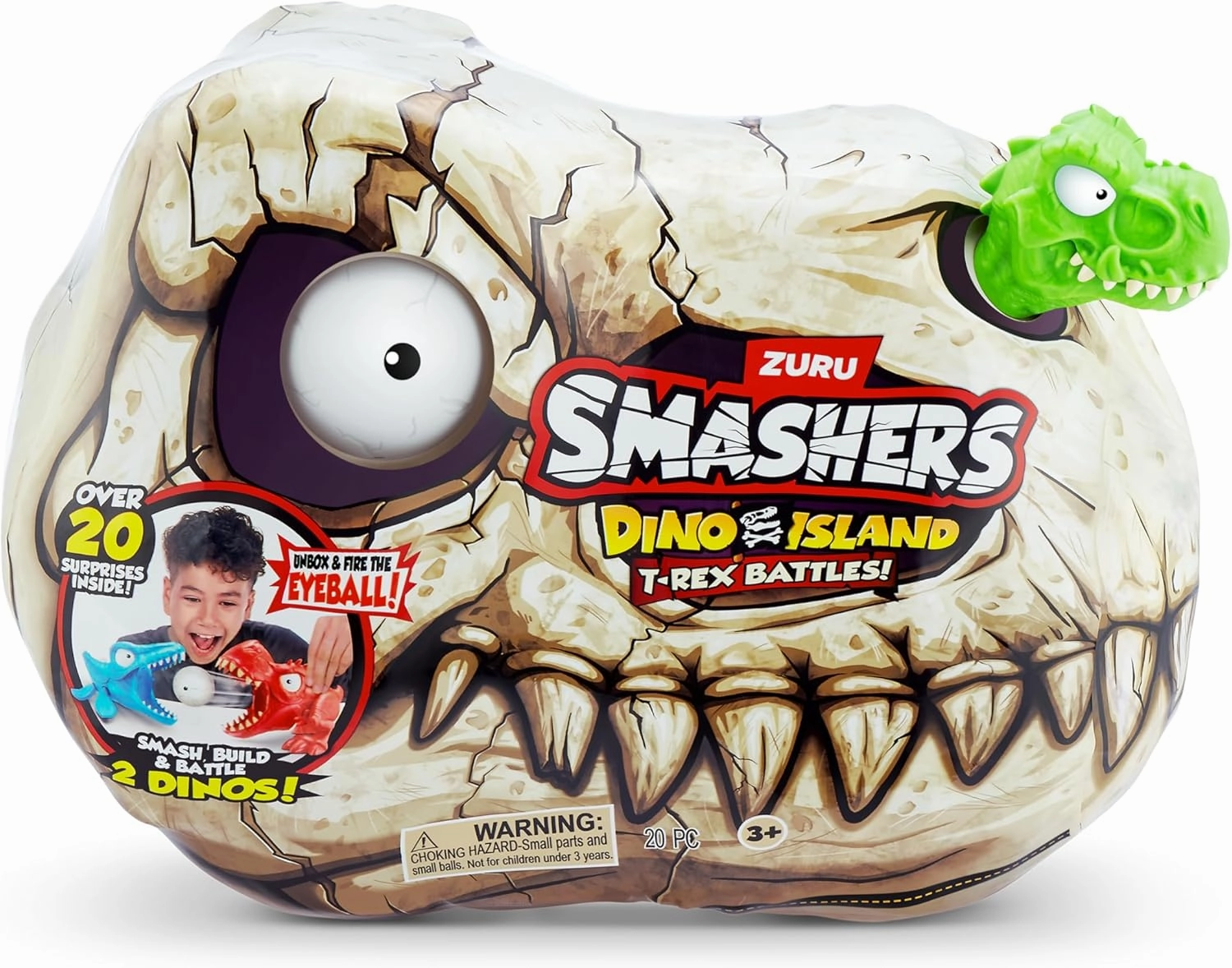Smashers Dino Island Mini T-Rex Battles Playset by ZURU Boys Dinosaur Battling Toys Shoots Fires Collectible Surprise Unboxing Skull