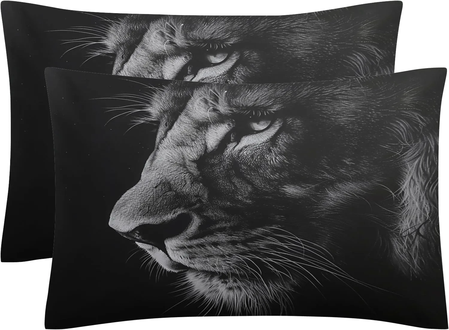 Soft Microfiber Lion Duvet Cover Cal King Size Animal 3D Bedding Set - 3-Piece with Zipper, 2 Pillowcases - Patterned Comforter Cover for Boy and Girl Bedroom Decoration