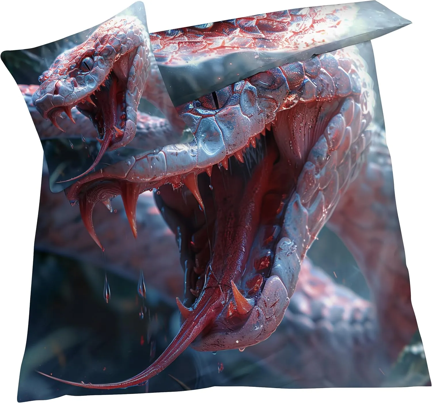 Soft Microfiber Snake Duvet Cover cal king Size 3D Animal Bedding Set - 3-Piece with Zipper, 2 Pillowcases - Patterned Comforter Cover for Boy and Girl Bedroom Decoration