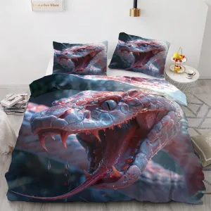 Soft Microfiber Snake Duvet Cover cal king Size 3D Animal Bedding Set - 3-Piece with Zipper, 2 Pillowcases - Patterned Comforter Cover for Boy and Girl Bedroom Decoration
