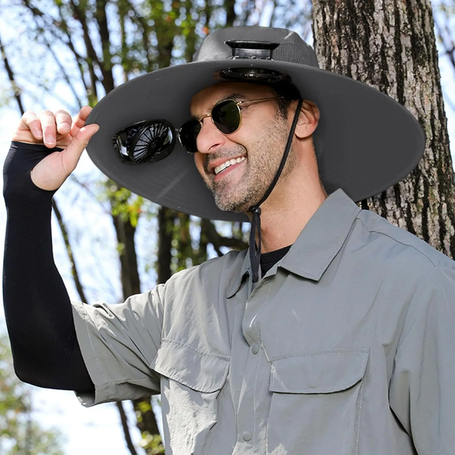Solar Powered Fan Hat for Men & Women | Wide Brim UPF 50  Outdoor Fishing Hat with 3-Speed Adjustable Solar Fan