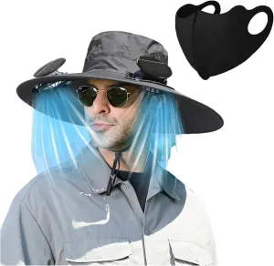Solar Powered Fan Hat for Men & Women | Wide Brim UPF 50  Outdoor Fishing Hat with 3-Speed Adjustable Solar Fan