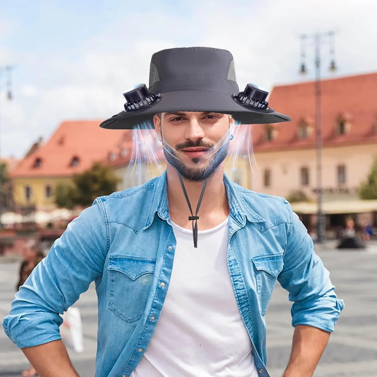 Solar Powered Fan Hat for Men & Women | Wide Brim UPF 50  Outdoor Fishing Hat with 3-Speed Adjustable Solar Fan