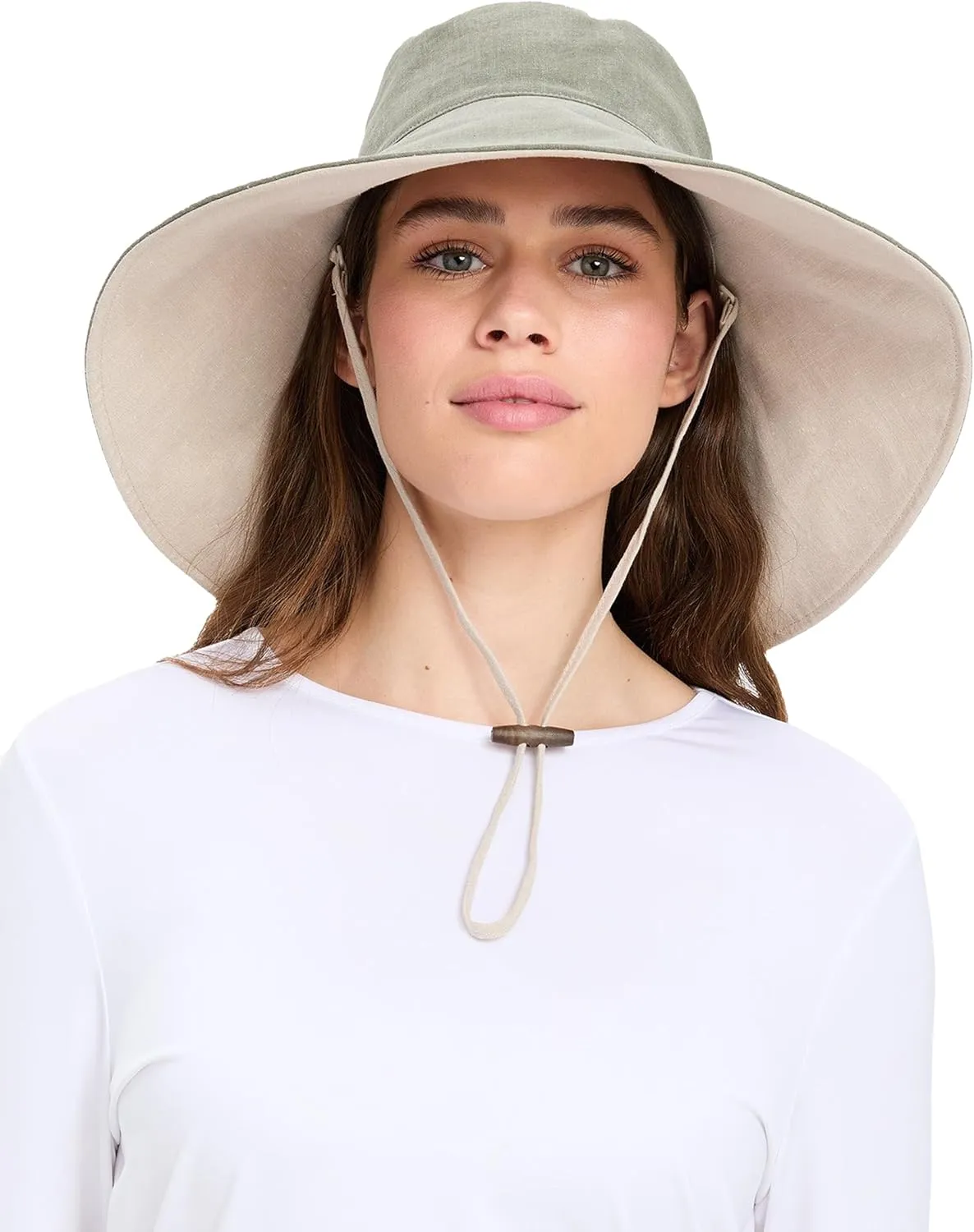 Solbari Women’s Ultra-Wide Cotton Linen Sun Hat UPF 50 , Packable, Adjustable with Ponytail Hole for Travel, Beach & Outdoors