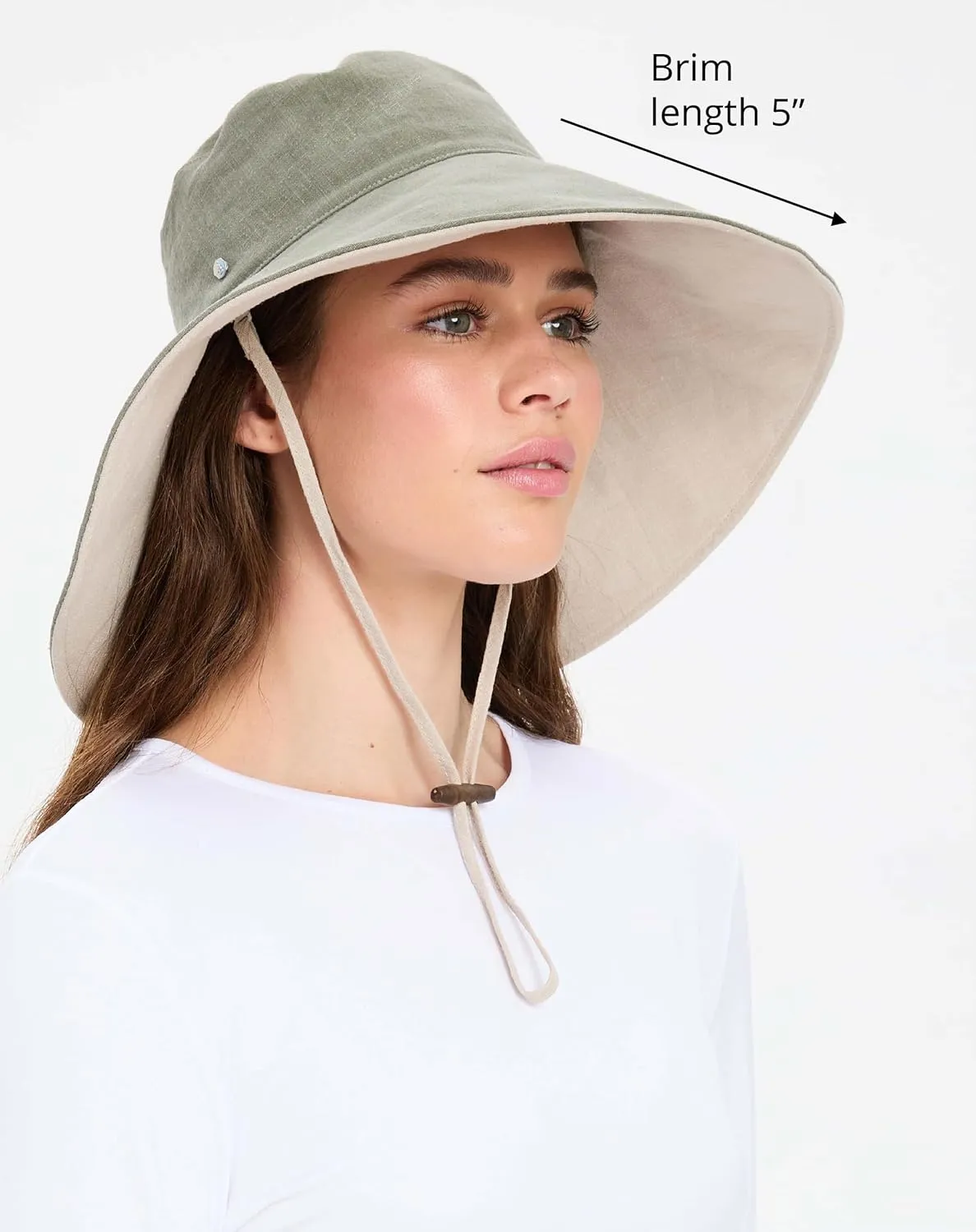 Solbari Women’s Ultra-Wide Cotton Linen Sun Hat UPF 50 , Packable, Adjustable with Ponytail Hole for Travel, Beach & Outdoors