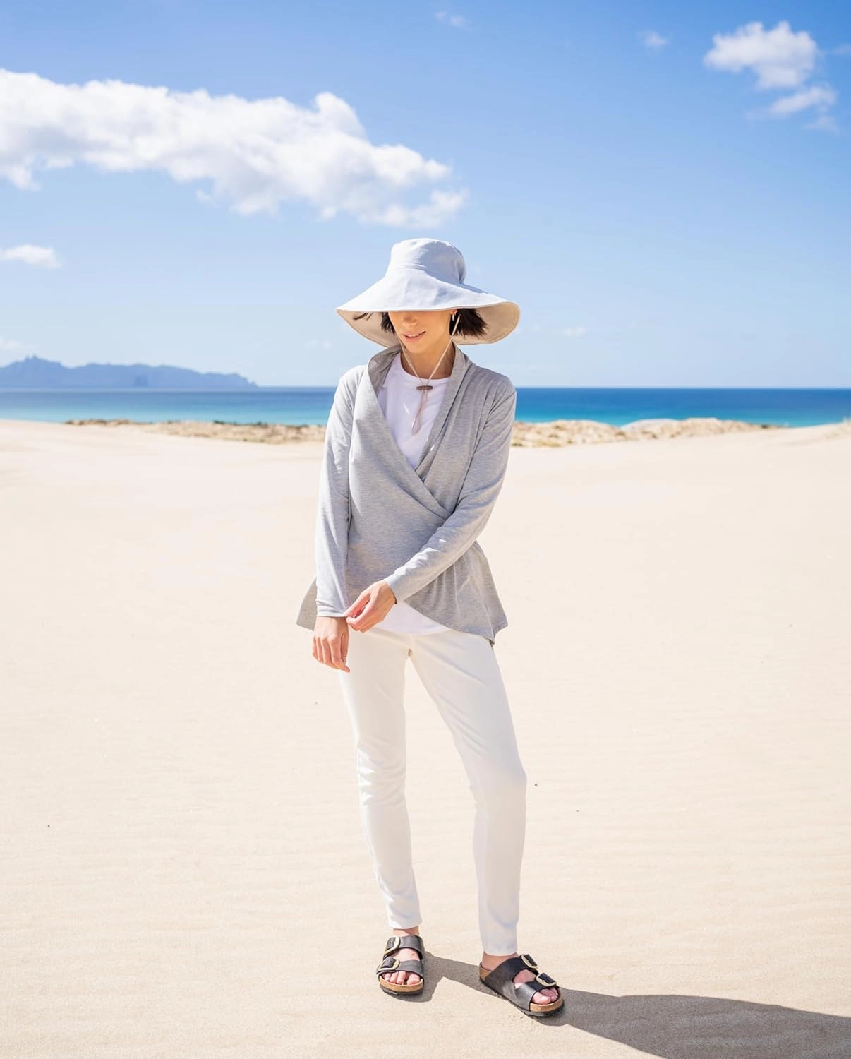 Solbari Women’s Ultra-Wide Cotton Linen Sun Hat UPF 50 , Packable, Adjustable with Ponytail Hole for Travel, Beach & Outdoors