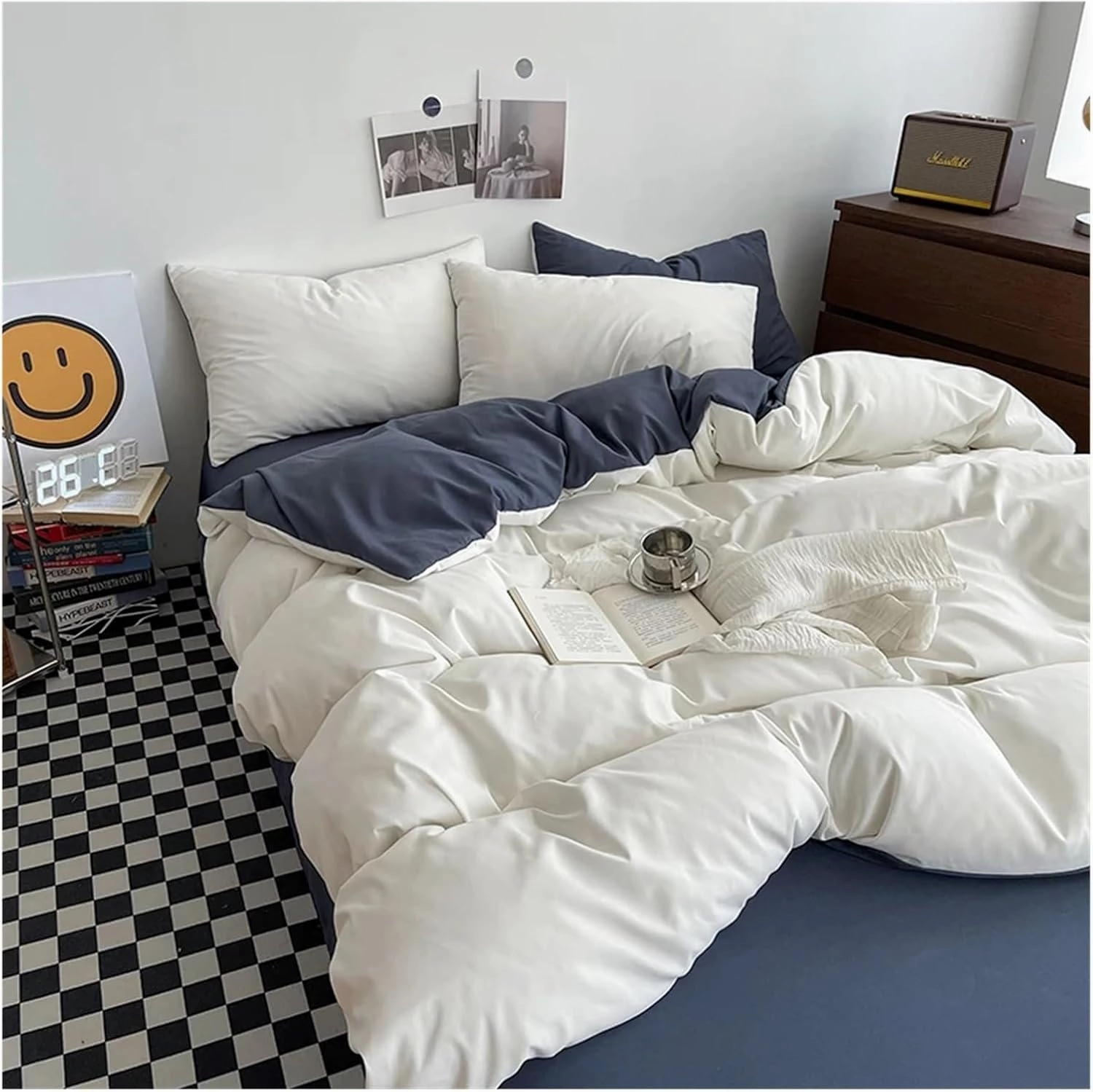 Solid Color King Duvet Cover Set Bedding Set Black Quilt Cover Set Skin Friendly Fabric Bedding Cover Set,Bedding Duvet Cover Set (B Twin Size 4pcs)