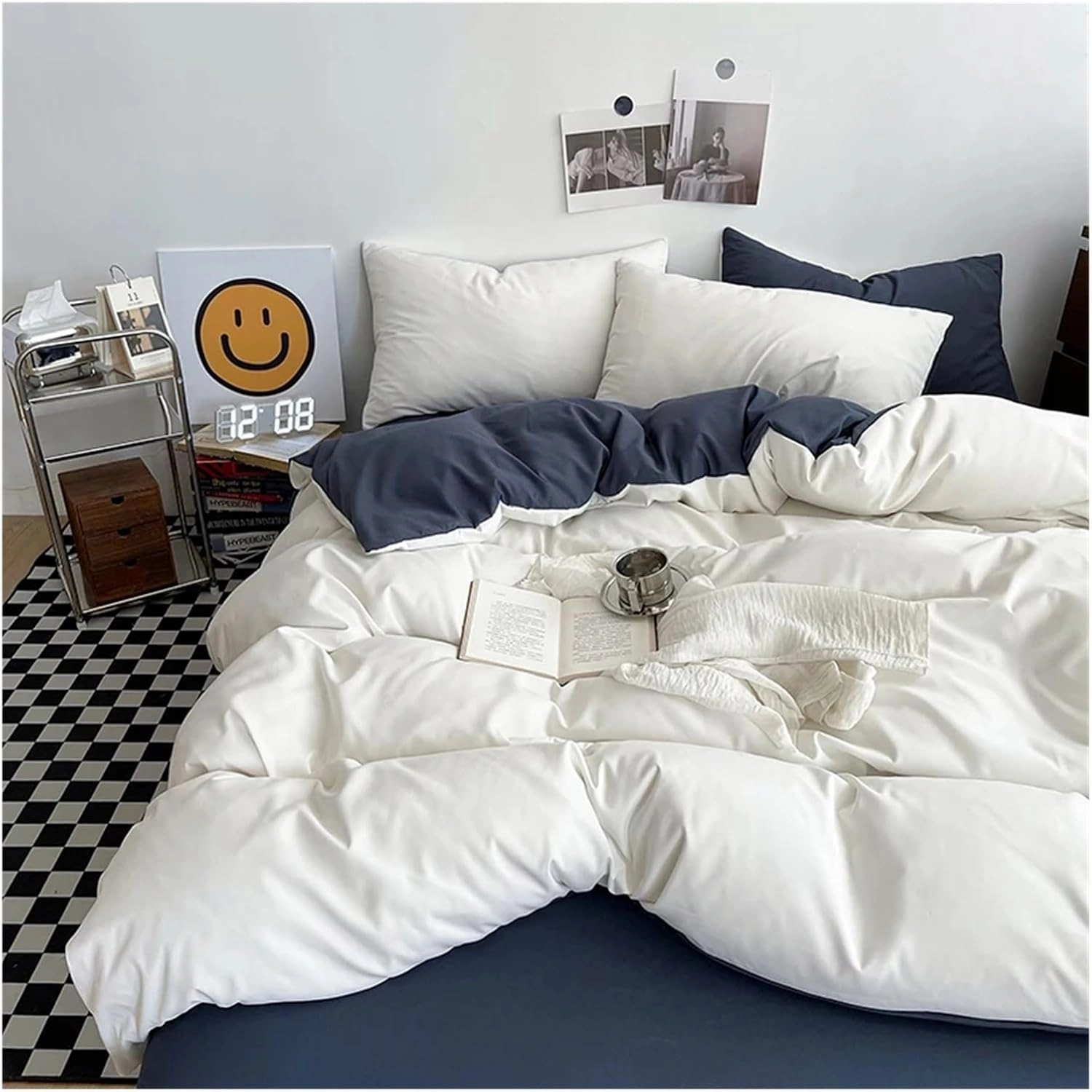 Solid Color King Duvet Cover Set Bedding Set Black Quilt Cover Set Skin Friendly Fabric Bedding Cover Set,Bedding Duvet Cover Set (B Twin Size 4pcs)