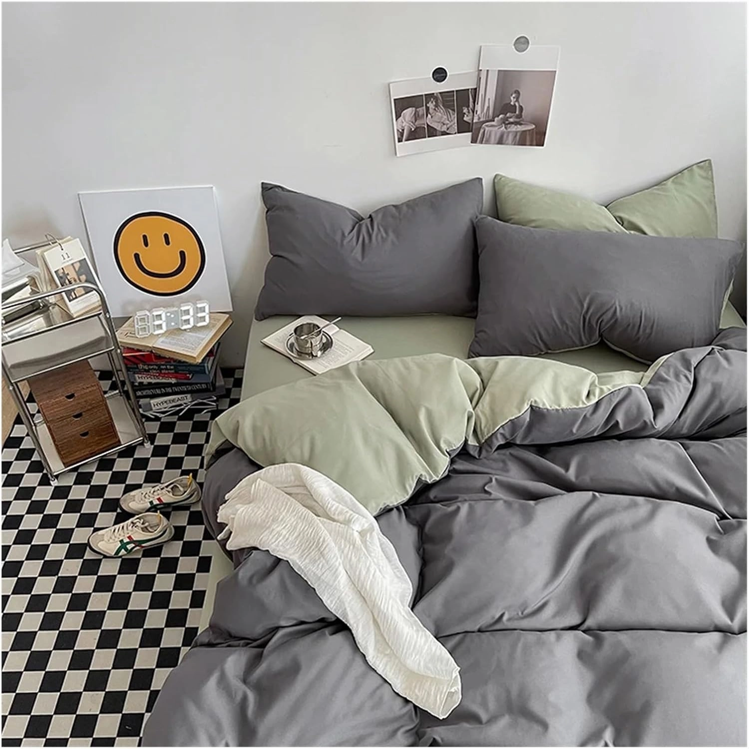 Solid Color King Duvet Cover Set Bedding Set Black Quilt Cover Set Skin Friendly Fabric Bedding Cover Set,Bedding Duvet Cover Set (B Twin Size 4pcs)