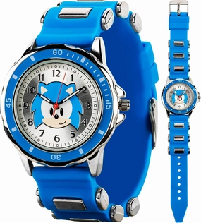 Sonic The Hedgehog Kids Analog Watch - Classic Blue Strap, Time-Teaching Dial, Durable & Water Resistant, Collectible Tin Box Included