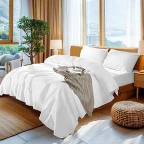 SONORO KATE 100% Egyptian Cotton Sheets - 800 Thread Count, Hotel Sateen Weave Sheets, Cooling, Soft, Breathable Long Staple, Fit up to 16" - 4 PC (White,Queen)