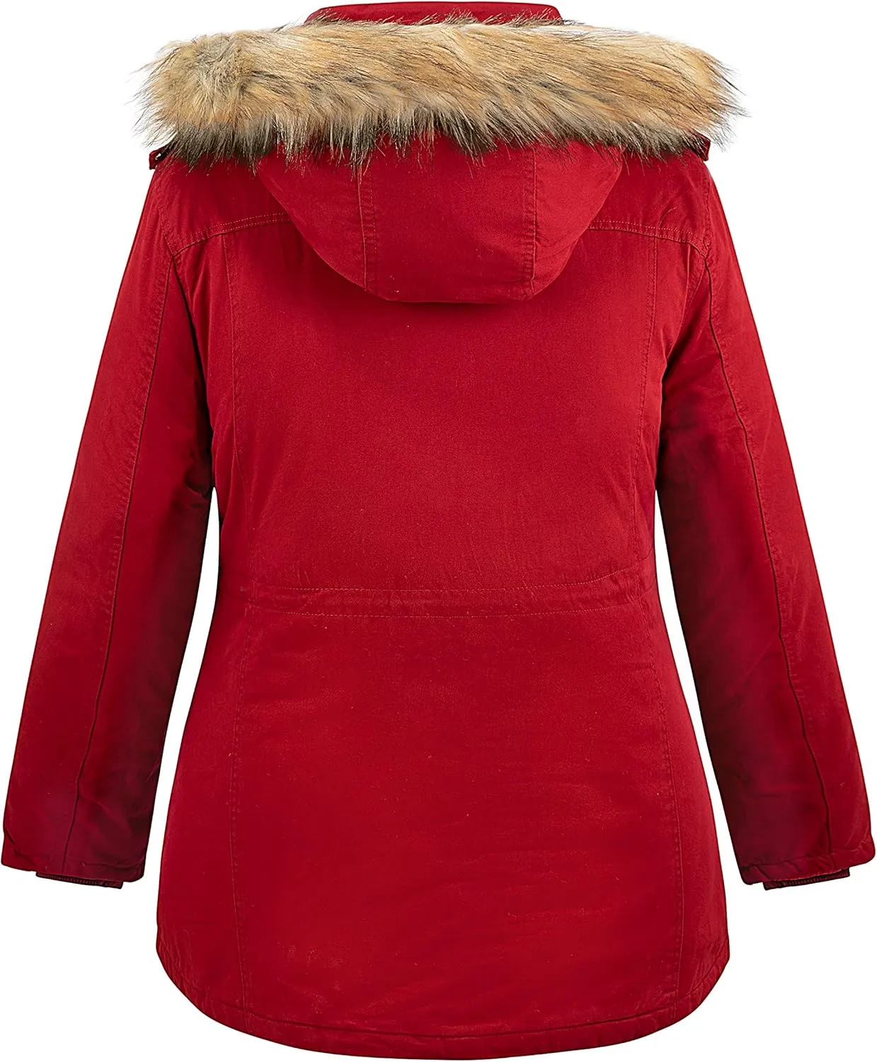Soularge Women's Winter Plus Size Sherpa Lined Jacket with Detachable Hood