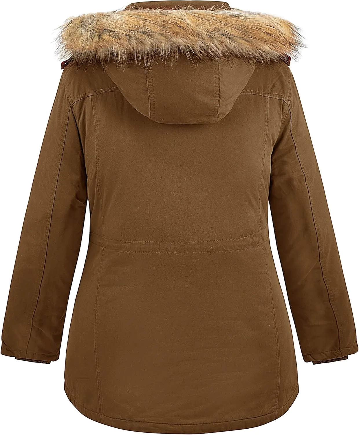 Soularge Women's Winter Plus Size Sherpa Lined Jacket with Detachable Hood