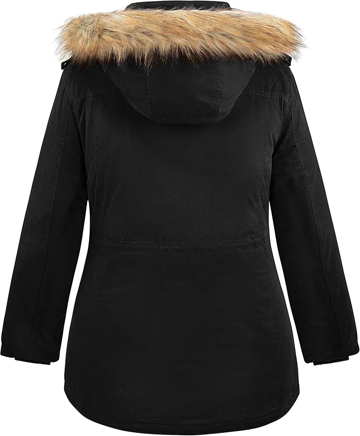 Soularge Women's Winter Plus Size Sherpa Lined Jacket with Detachable Hood