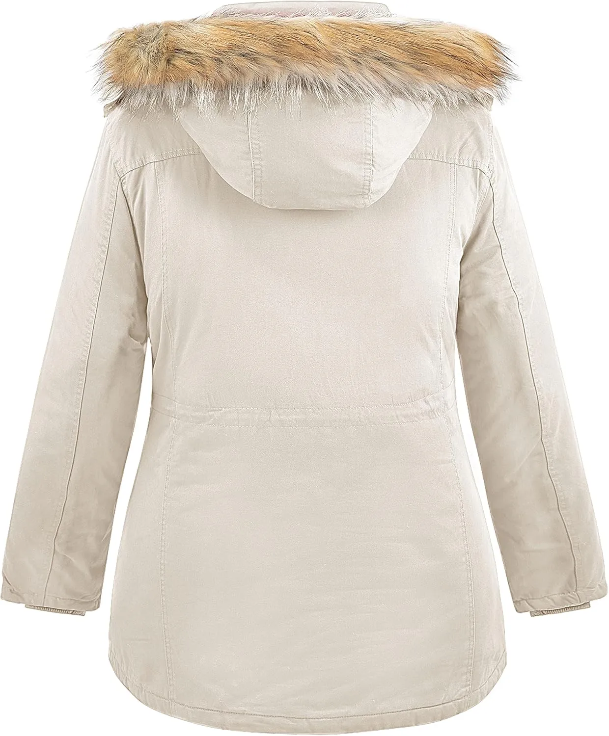 Soularge Women's Winter Plus Size Sherpa Lined Jacket with Detachable Hood