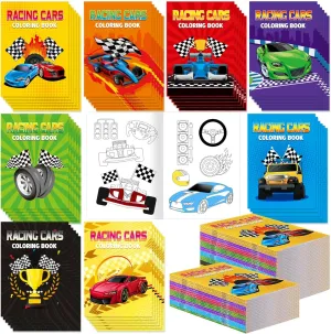 Spakon 48 Pcs Race Car Coloring Books Mini Bulk Racecar Party Favors Race Car Color Books Birthday Decorations Small Activity Book Pages for Racecar Goodie Bags Wheels Theme Birthday Supplies (Car)