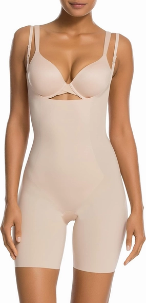 SPANX Shapewear for Women Thinstincts Open-Bust Mid-Thigh Bodysuit (Regular and Plus Sizes)