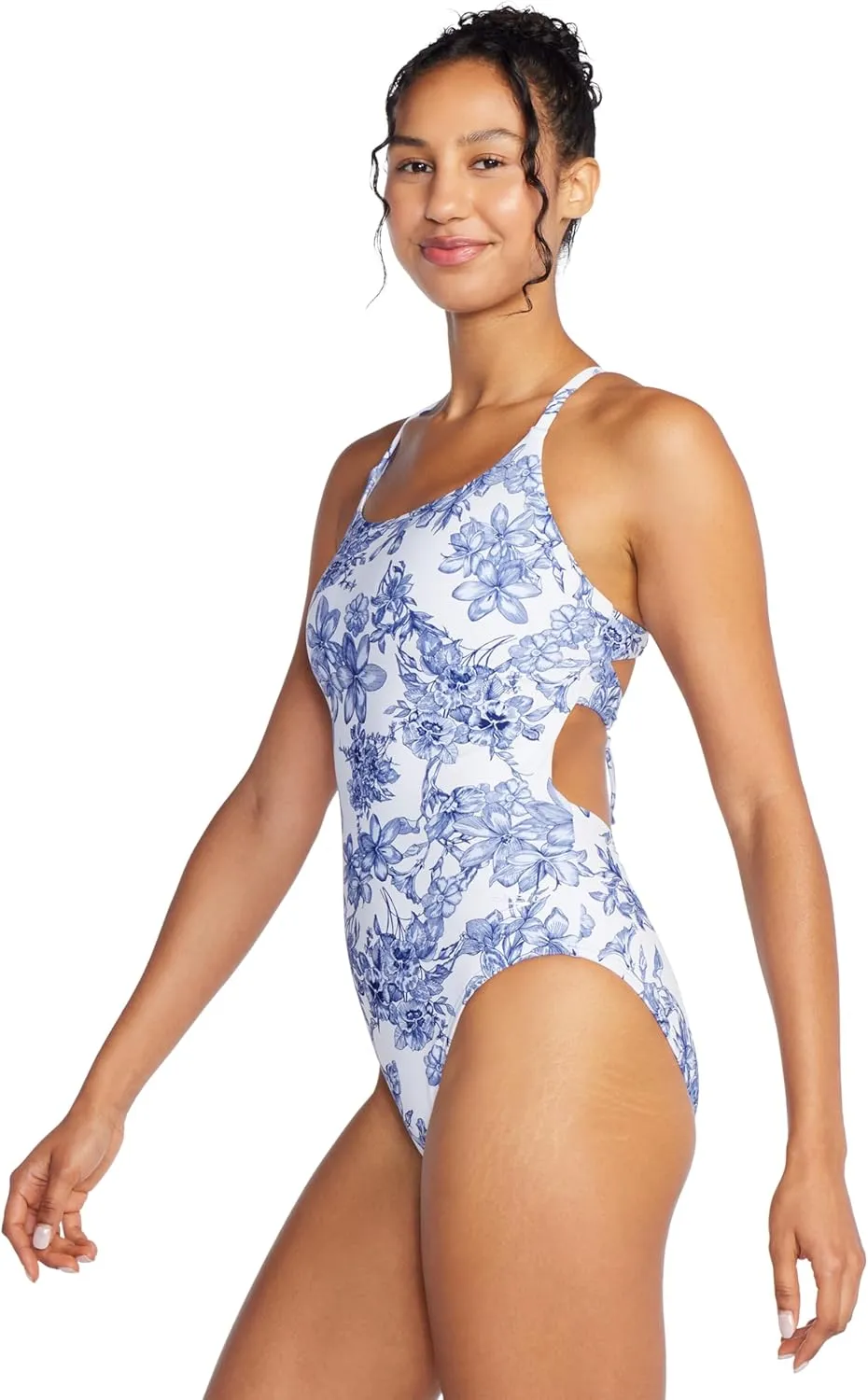 Speedo Women's Swimsuit One Piece Eco Flex Double Cross Back Moderate Cut