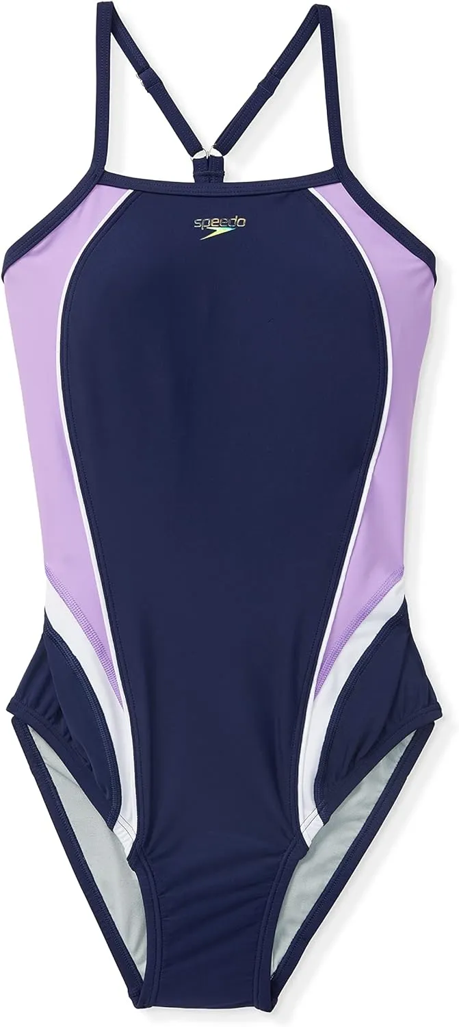 Speedo Women's Swimsuit One Piece Quantum Splice Thin Strap High Cut Solid