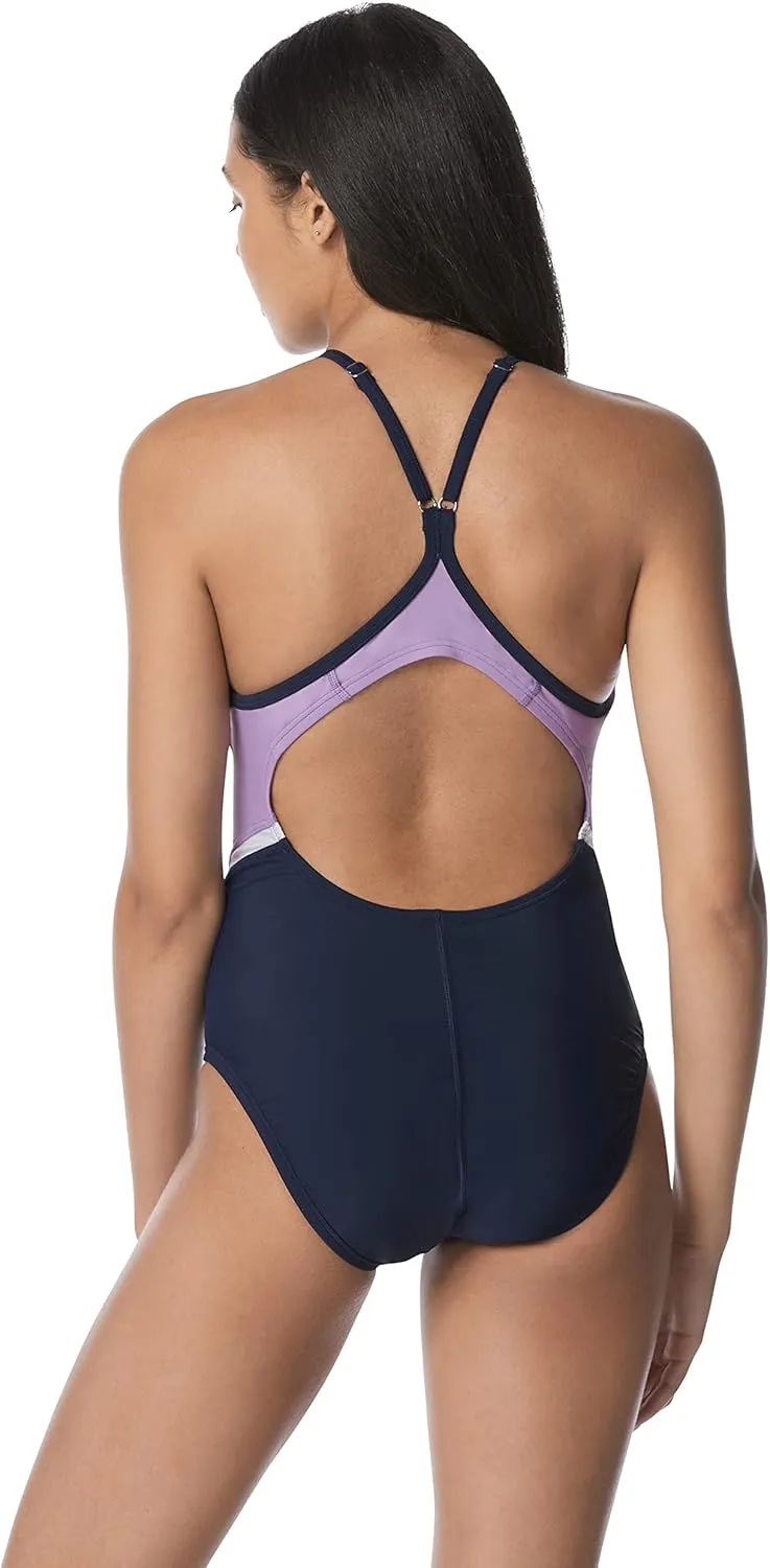 Speedo Women's Swimsuit One Piece Quantum Splice Thin Strap High Cut Solid