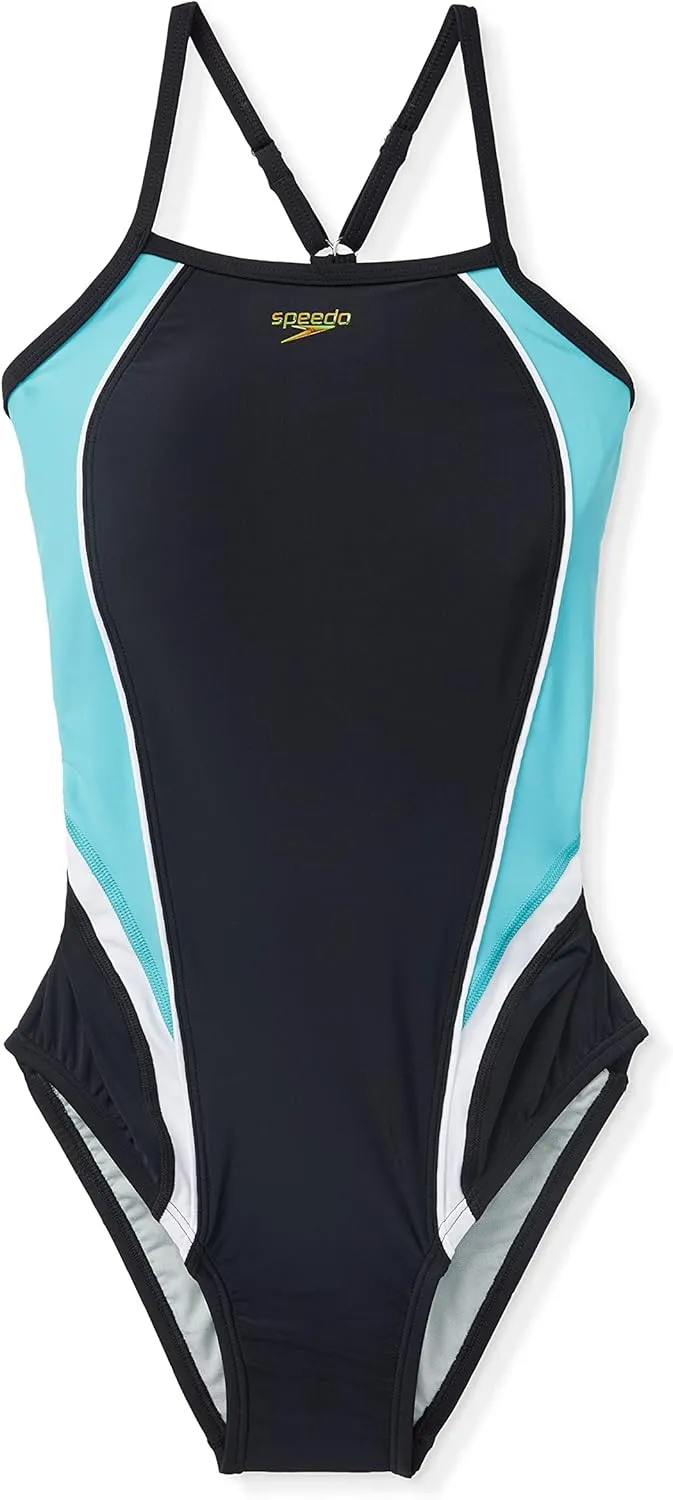 Speedo Women's Swimsuit One Piece Quantum Splice Thin Strap High Cut Solid
