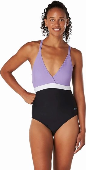 Speedo Women's Swimsuit One Piece Adjustable Crossback Contemporary Cut