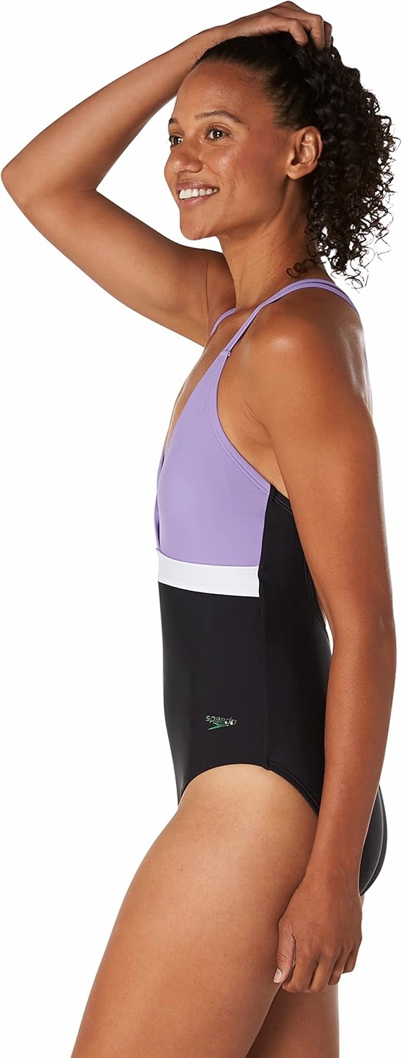 Speedo Women's Swimsuit One Piece Adjustable Crossback Contemporary Cut